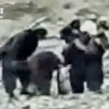صحنه هایی از سنگسار یک زن توسط جنایتکاران طالب